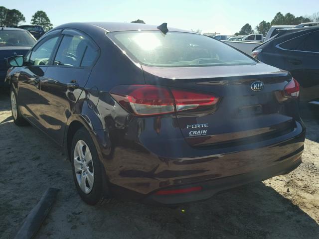 3KPFL4A70HE009661 - 2017 KIA FORTE LX MAROON photo 3