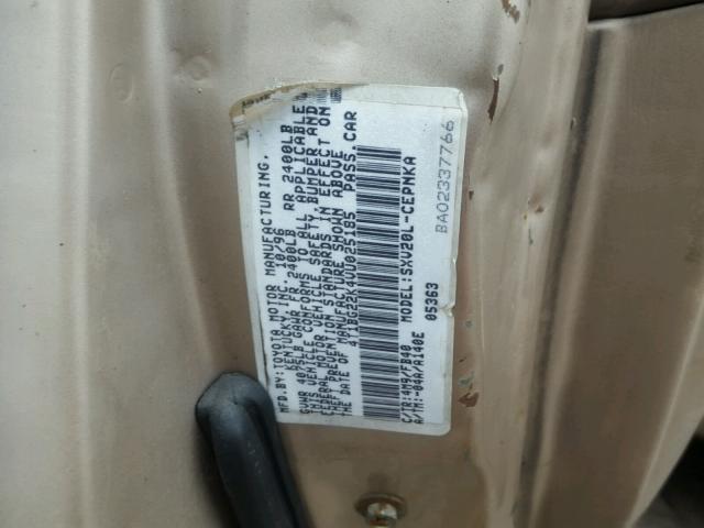 4T1BG22K4VU025185 - 1997 TOYOTA CAMRY CE TAN photo 10