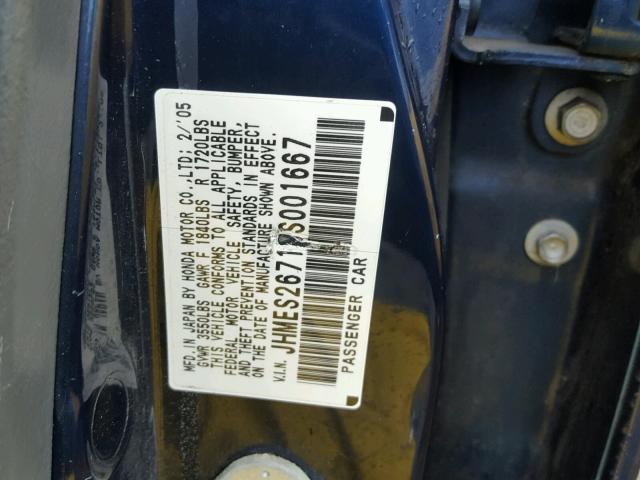 JHMES26715S001667 - 2005 HONDA CIVIC EX ლურჯი ფოტო 10