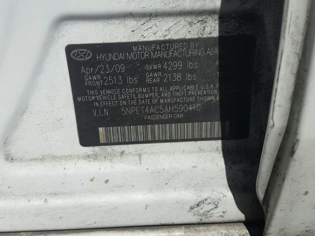 5NPET4AC5AH590410 - 2010 HYUNDAI SONATA GLS WHITE photo 10