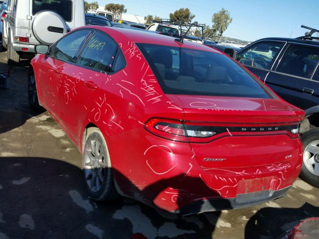 1C3CDFBBXED797302 - 2014 DODGE DART SXT RED photo 3