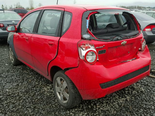 KL1TD66E09B610903 - 2009 CHEVROLET AVEO LS RED photo 3