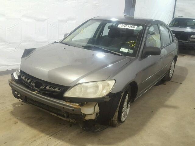 2HGES15525H634425 - 2005 HONDA CIVIC LX GRAY photo 2