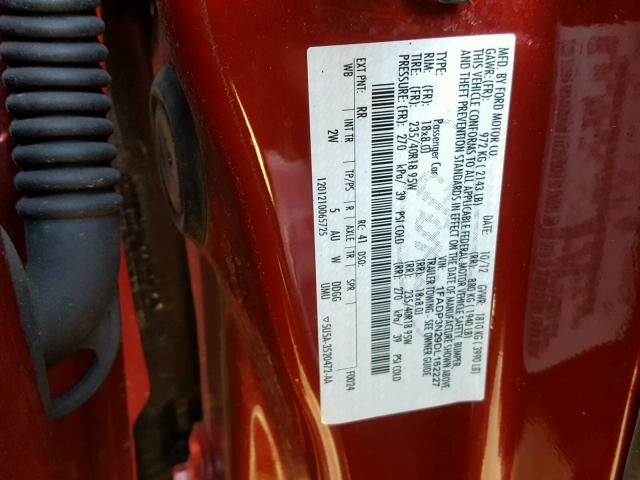 1FADP3N29DL162227 - 2013 FORD FOCUS TITA RED photo 10