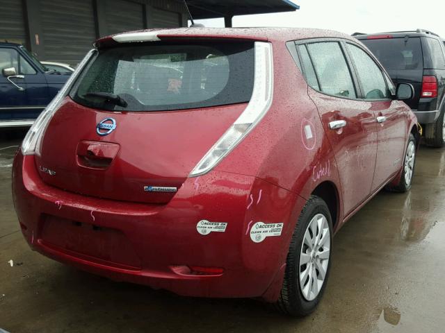 1N4AZ0CP6FC306068 - 2015 NISSAN LEAF S BURGUNDY photo 4