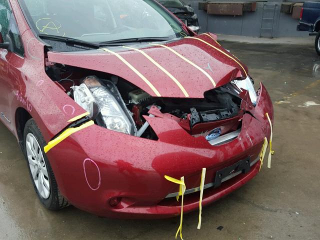 1N4AZ0CP6FC306068 - 2015 NISSAN LEAF S BURGUNDY photo 9