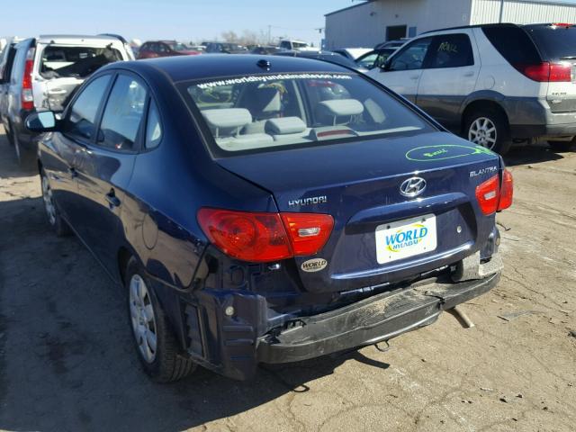 KMHDU46D38U467954 - 2008 HYUNDAI ELANTRA GL BLUE photo 3