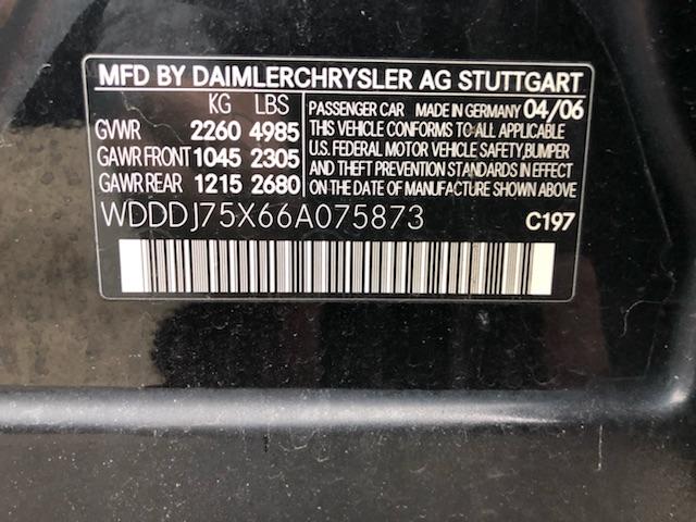 WDDDJ75X66A075873 - 2006 MERCEDES-BENZ CLS 500C BLACK photo 9