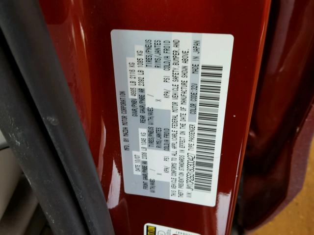 JM1CR293180300427 - 2008 MAZDA 5 RED photo 10