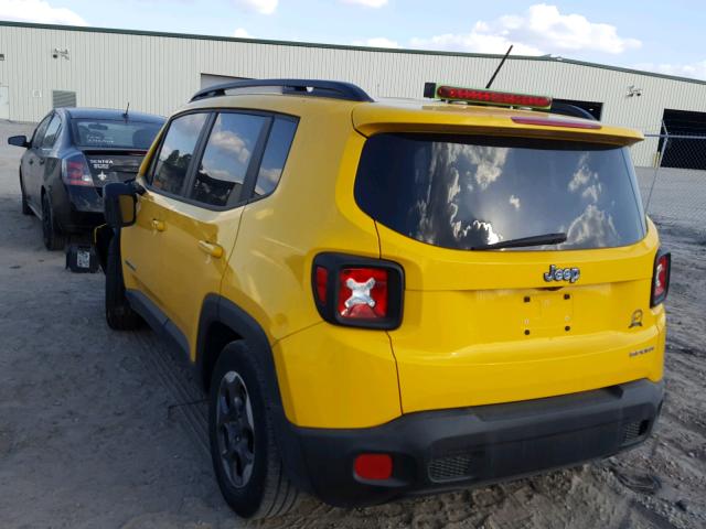 ZACCJAAB6HPE95374 - 2017 JEEP RENEGADE S YELLOW photo 3