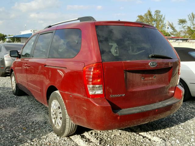 KNDMG4C70C6445305 - 2012 KIA SEDONA LX RED photo 3