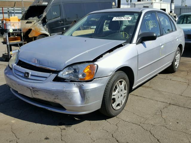 1HGES16572L061339 - 2002 HONDA CIVIC LX SILVER photo 2