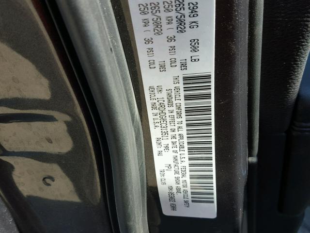 1C4RDHDG0EC313511 - 2014 DODGE DURANGO LI GRAY photo 10