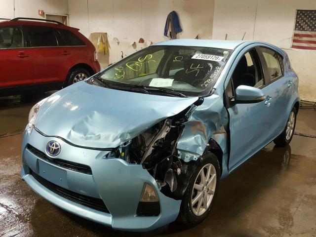 JTDKDTB30D1050211 - 2013 TOYOTA PRIUS C BLUE photo 2