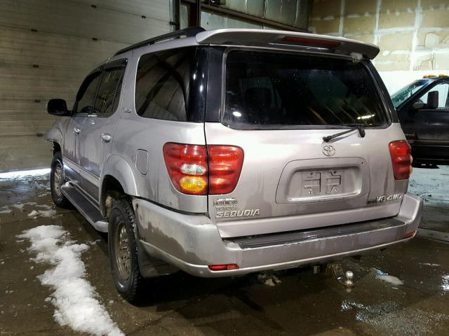 5TDBT48A12S085225 - 2002 TOYOTA SEQUOIA LI GRAY photo 3