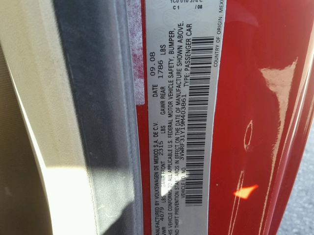 3VWRF31Y19M403861 - 2009 VOLKSWAGEN NEW BEETLE 红色 照片 10