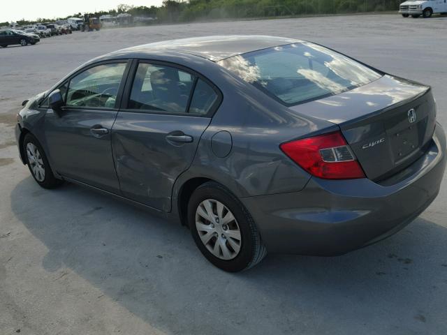 19XFB2F51CE087390 - 2012 HONDA CIVIC LX GRAY photo 3