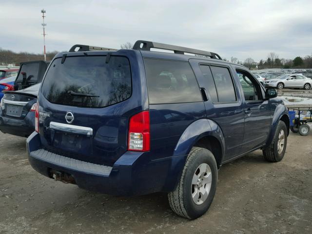 5N1AR18B48C629269 - 2008 NISSAN PATHFINDER BLUE photo 4