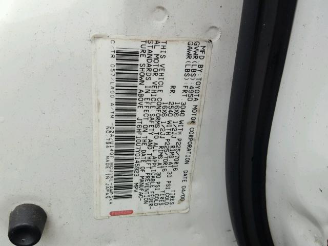 JT6HF10U7Y0145923 - 2000 LEXUS RX 300 WHITE photo 10