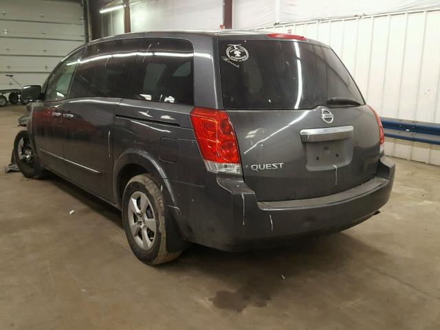 5N1BV28U98N123075 - 2008 NISSAN QUEST S GRAY photo 3