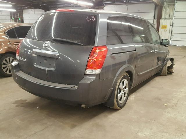 5N1BV28U98N123075 - 2008 NISSAN QUEST S GRAY photo 4