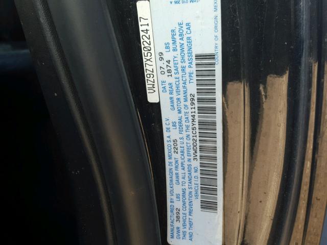 3VWDD21C5YM411992 - 2000 VOLKSWAGEN NEW BEETLE 黑色 照片 10