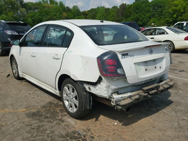 3N1AB6AP1CL767332 - 2012 NISSAN SENTRA 2.0 WHITE photo 3