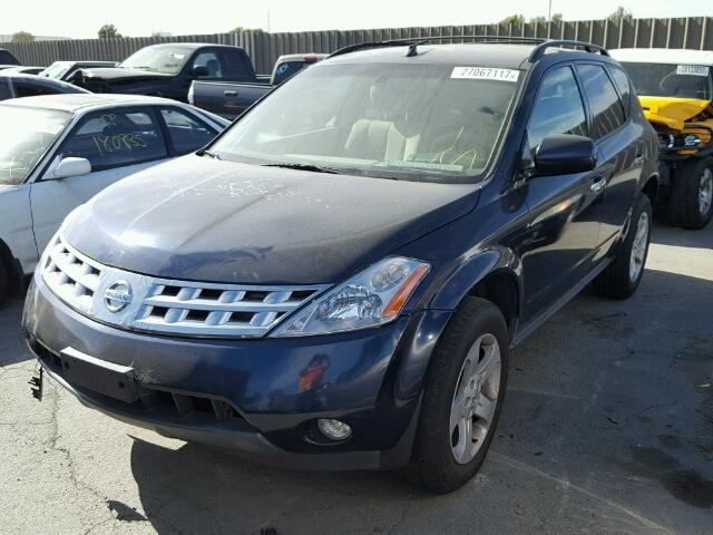 JN8AZ08W44W325096 - 2004 NISSAN MURANO SL BLUE photo 2