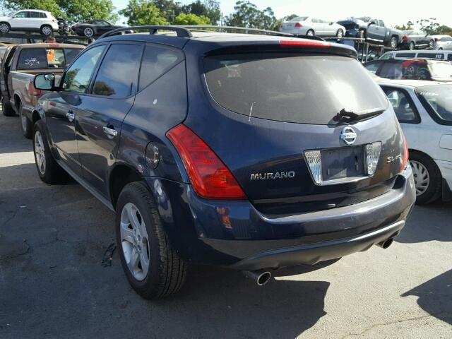 JN8AZ08W44W325096 - 2004 NISSAN MURANO SL BLUE photo 3