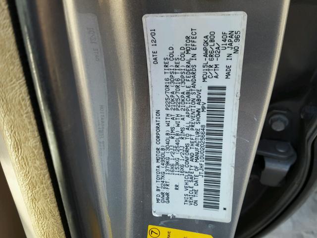 JTJHF10U020256648 - 2002 LEXUS RX 300 GRAY photo 10