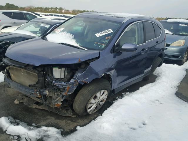 2HKRM4H77EH684057 - 2014 HONDA CR-V EXL BLUE photo 2