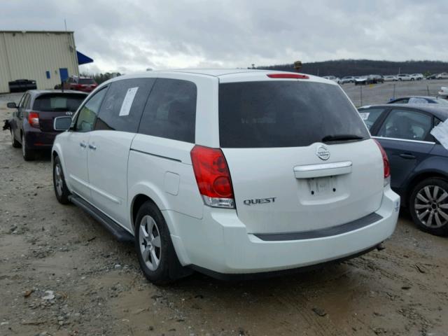 5N1BV28U07N101805 - 2007 NISSAN QUEST S WHITE photo 3