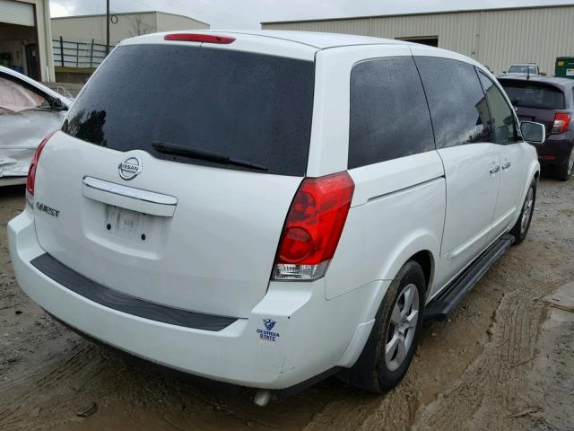 5N1BV28U07N101805 - 2007 NISSAN QUEST S WHITE photo 4