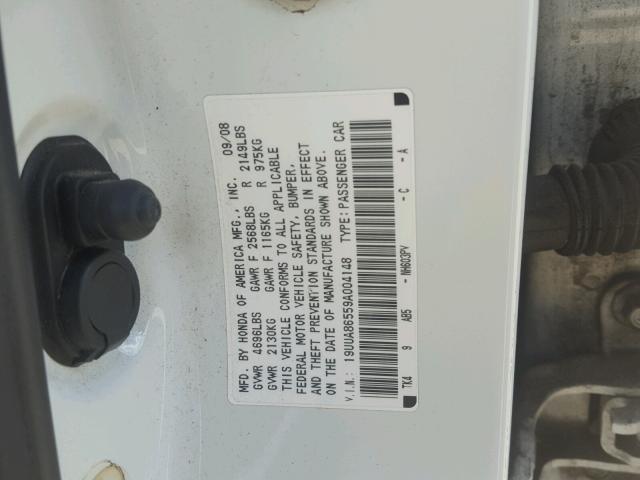 19UUA86559A004148 - 2009 ACURA TL WHITE photo 10