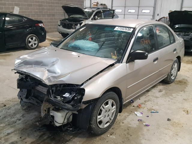 2HGES16581H609117 - 2001 HONDA CIVIC LX GRAY photo 2