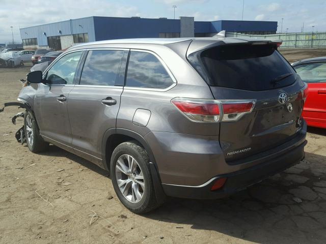 5TDJKRFH2FS106813 - 2015 TOYOTA HIGHLANDER GRAY photo 3