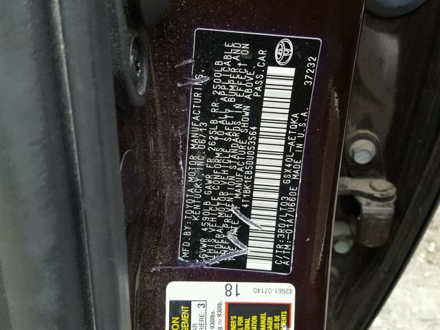 4T1BK1EB5DU053564 - 2013 TOYOTA AVALON BAS PURPLE photo 10