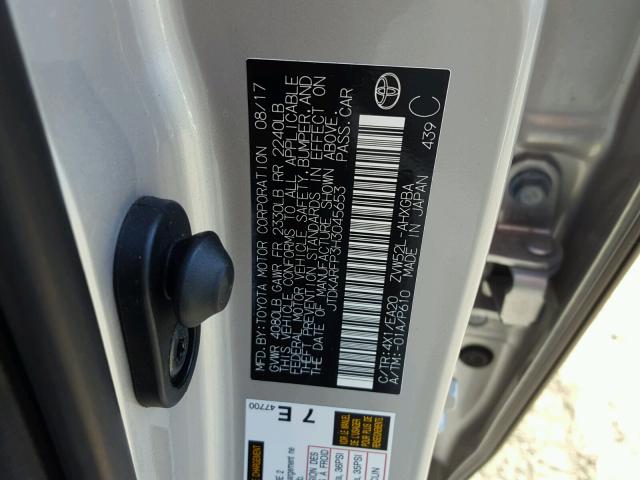 JTDKARFP3H3045653 - 2017 TOYOTA PRIUS PRIM 米色 照片 10