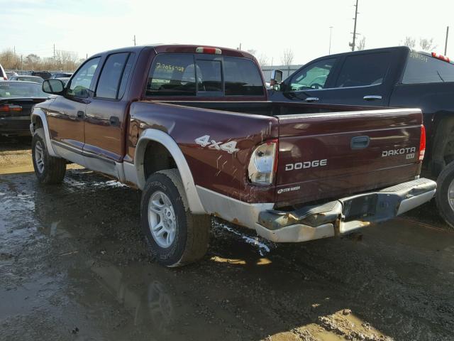 1D7HG48N83S363263 - 2003 DODGE DAKOTA QUA MAROON photo 3