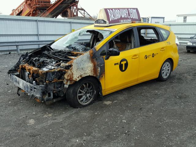 JTDZN3EU2EJ014991 - 2014 TOYOTA PRIUS V YELLOW photo 2