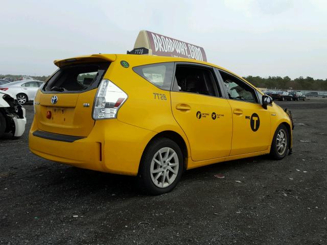 JTDZN3EU2EJ014991 - 2014 TOYOTA PRIUS V YELLOW photo 4