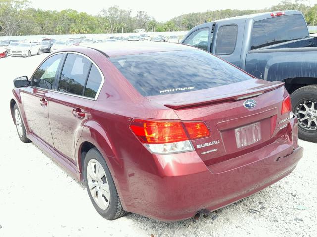 4S3BMBA63B3221542 - 2011 SUBARU LEGACY 2.5 RED photo 3