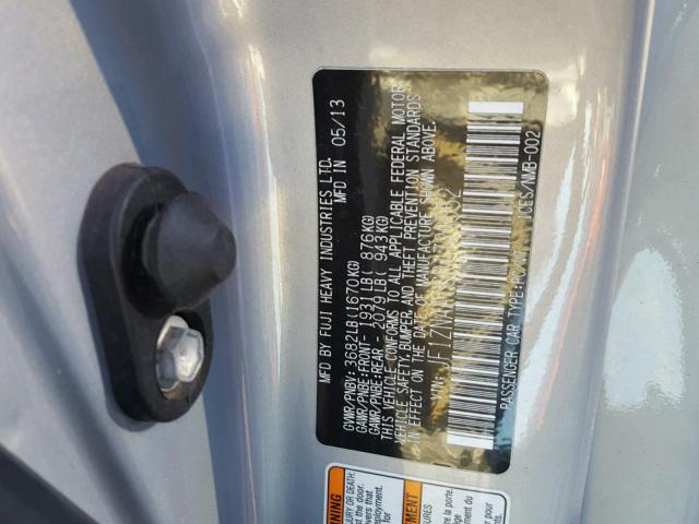 JF1ZNAA16D1729552 - 2013 TOYOTA SCION FR-S SILVER photo 10