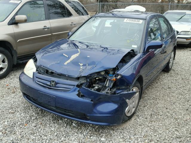 1HGES26741L070988 - 2001 HONDA CIVIC EX BLUE photo 2