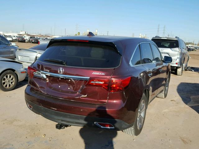 5FRYD3H27GB006354 - 2016 ACURA MDX MAROON photo 4