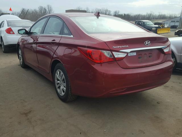 5NPEB4AC6BH019125 - 2011 HYUNDAI SONATA GLS RED photo 3