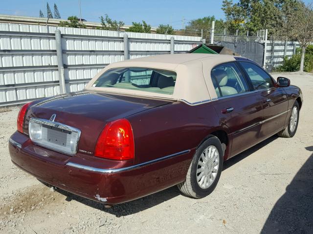 1LNHM82W23Y617005 - 2003 LINCOLN TOWN CAR S BURGUNDY photo 4