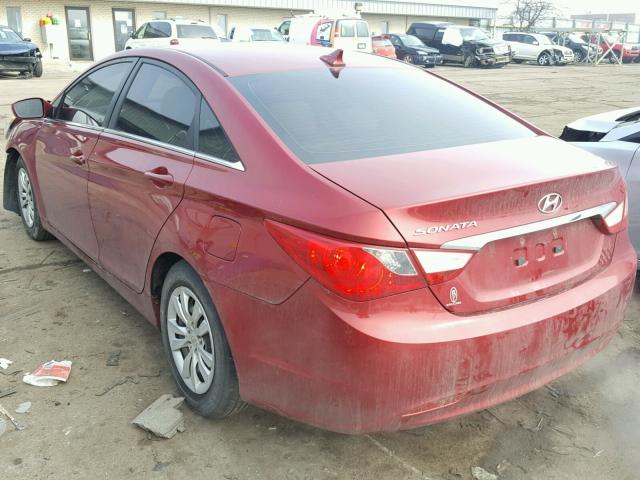 5NPEB4AC4BH064306 - 2011 HYUNDAI SONATA GLS RED photo 3