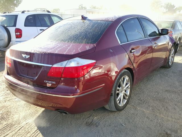 KMHGC4DEXBU142902 - 2011 HYUNDAI GENESIS 3. RED photo 4