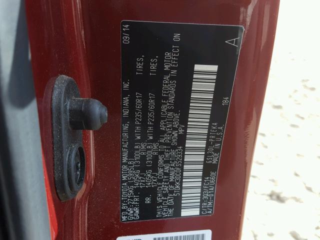 5TDKK3DC0FS529334 - 2015 TOYOTA SIENNA LE RED photo 10